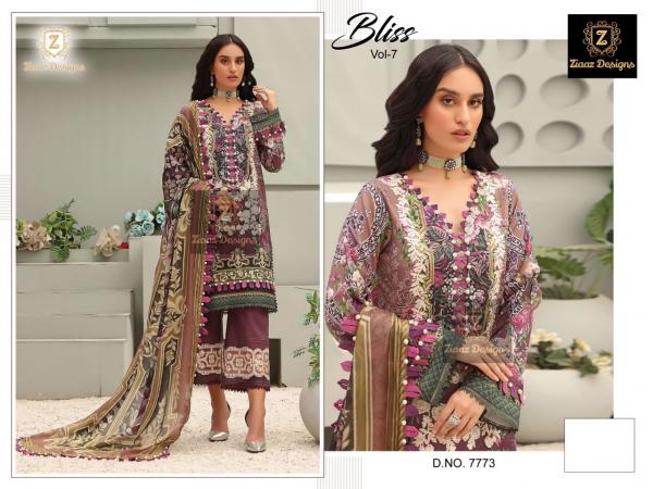 Ziaaz Bliss 6 To 8 Cotton Embroidery Designer Dress Material